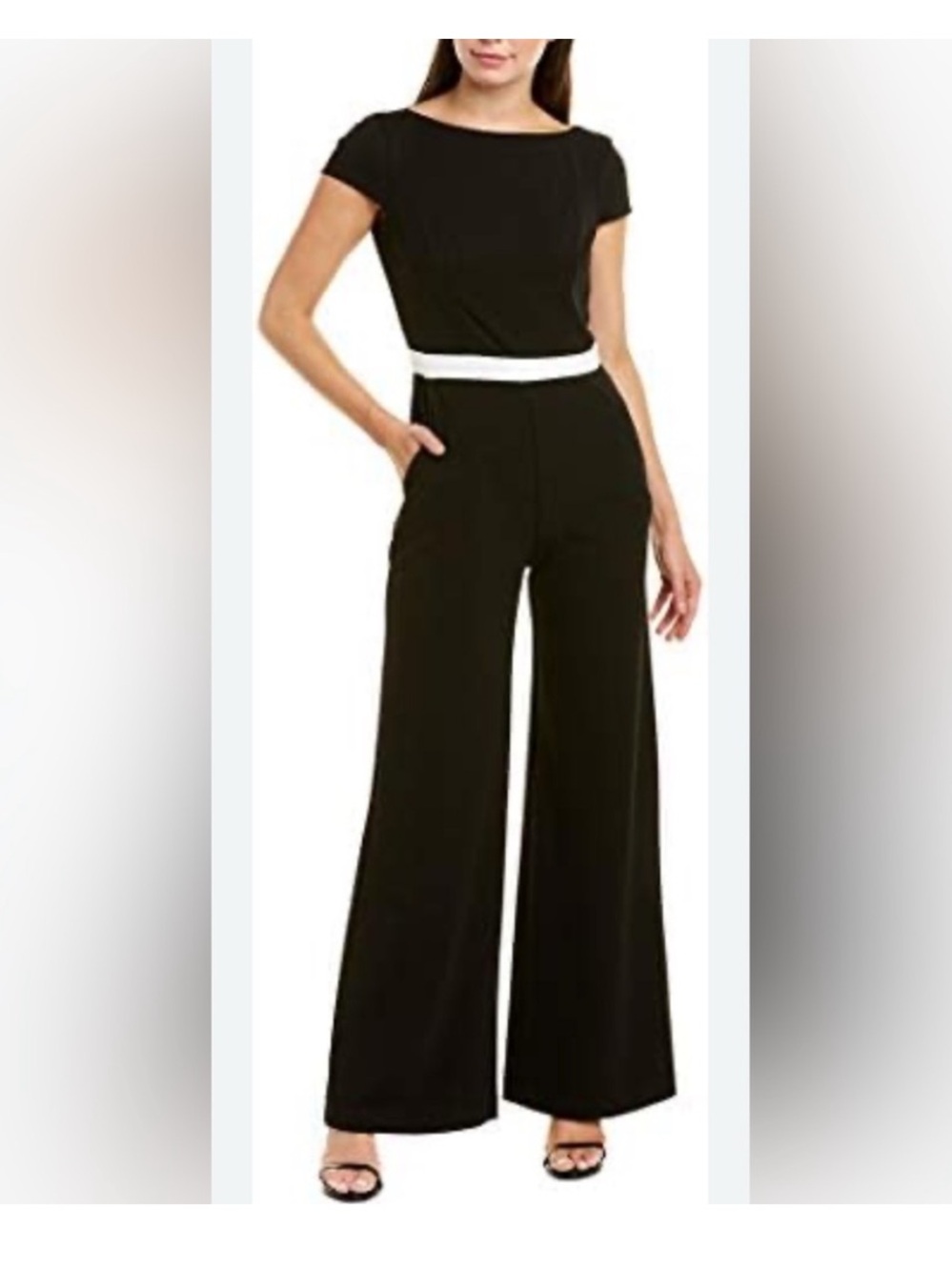 Donna Morgan Black Jumpsuit with White Waistband